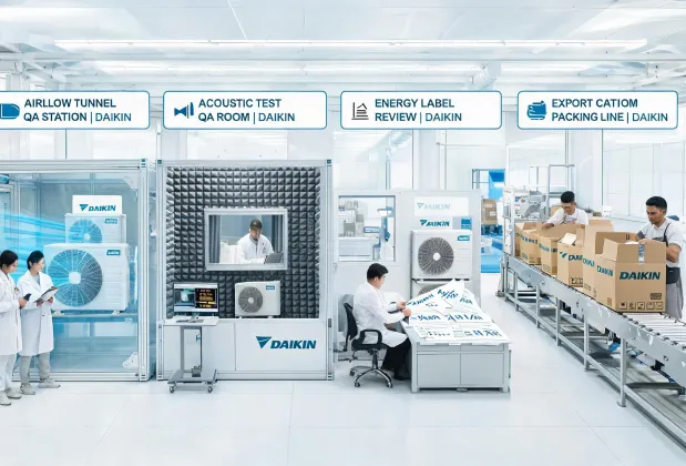 Daikin facility tour with climate appliance QA stations
